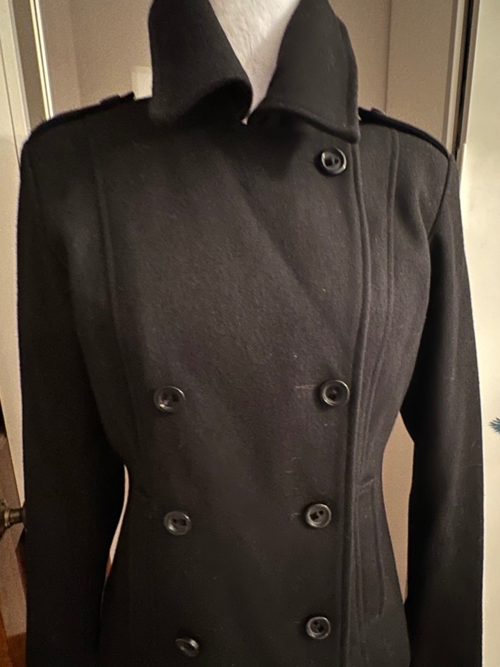 Censored black wool peacoat in a M #peacoat #winter #Italy